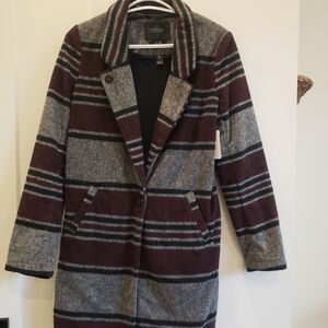 Scotch & Soda Gray and Burgundy Striped Coat